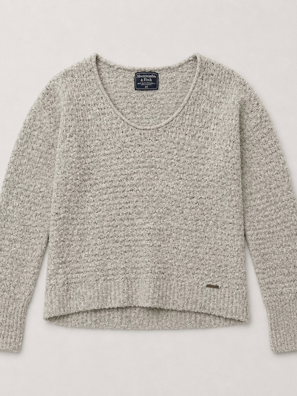 Abercrombie & Fitch Grey Bouclé Knit Sweater Soft Cozy Crewneck Women's XS - Picture 3 of 6